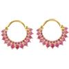Homxi Orecchini Cerchio Donna,925 Orecchino Argento Donna Rotondo con Zirconia Cubica Oro e Rosso Rose Donna Orecchini Cerchio