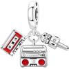 PANPOKI Sport & Hobby Ciondolo in argento Sterling 925 da donna, musica, pallavolo, ping pong, bowling, tennis, surf, per braccialetti e collane con charm, 1, Argento sterling, Zircone