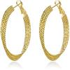 Yumay Orecchini a cerchio da donna in oro 9 carati, a 3 strati, con taglio diamantato (40 mm).