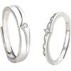 Homxi Fedi Nuziali Regolabili Incisione Uomo Donna Argento 925, Corona con Zirconia Cubica, Anelli Uomo Argento Fedina