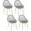 HOME DECO FACTORY THE Malaga - Set di 4 sedie da esterno, in polipropilene, 59 x 80,2 x 51,2 cm, colore: Grigio