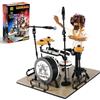 LUXEBLOCKS Dynamic Drummer Building Kit - Palcoscenico da concerto rock da 428 pezzi con figura snodata e batteria regolabile, modello da collezione per adulti per gli amanti della musica, decorazione