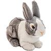 Uni-Toys - Coniglio grigio-bianco, seduto - 20 cm (lunghezza) - Coniglio di peluche - Peluche