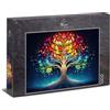 Ulmer Puzzleschmiede Puzzle 1000 pezzi Albero della vita nel cielo notturno - Albero luminoso della vita con corona colorata nella notte buia - simbolo di crescita e legame - Qualità puzzle Made in Germany