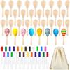 Morcheiong 38 Pcs di Maracas in Legno per i Bambini, Favori per la Festa Mexicana del Cinco de Mayo, Materiali per la Festa, con 24 Penne Multicolori e 1 Borsa di Archiviazione c