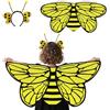 Cosysparks Costume Ape Bambina, 2 Pack Bee Wings Set di Costume con Cintura di Api Animale Fancy Dress per Ragazze Halloween Compleanno Cosplay Party Età 3-8