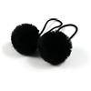 Blausky 5 elastici per capelli con pompon da donna, con pompon da 5 cm, per coda di cavallo, trecce sottili, colore nero
