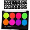 Erinde Body Painting 8 Colori, Kit Truccabimbi Lavabile, Pittura per Viso e Corpo ad Alta Pigmentazione, Trucco Teatrale per Halloween e Carnevale, con Pennello e Stampini, Ideale per Bambini Cosplay