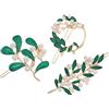 Lurrose Fermaglio per capelli con perle, per capelli decorativi, stile retrò, in cristallo, verde, con fiori, mughetto, da sposa, in metallo (plastica)