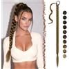 FESHFEN Treccia Finta Capelli - 65 cm Lunga Coda Finta Capelli Posticci con Elastico Sintetico Lunghi Ponytail Extension per Donne, Marrone Chiaro