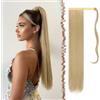 FESHFEN Posticci per Capelli Extension Coda Di Cavallo Capelli Finta Lunga Estensione Capelli Sintetici Coda Capelli Extensions per Donna, 60 cm Biondo Cenere Pallido