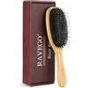RAVEGO Spazzola per capelli con setole di cinghiale per donne e uomini, lisciante e districante per capelli lunghi e ricci, pagaia di bambù, spazzola per capelli con setole di cinghiale e nylon