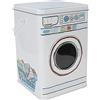 Cerlingwee Contenitore per detersivo, contenitore per detersivo in polvere per bucato con display decorativo aperto trasparente a forma di lavatrice con manico per la conservazione di capsule di