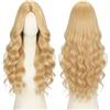 Voarge Parrucca ondulata lunga per ragazze, capelli ricci pieni ondulati resistenti al calore, costume alternativo, cosplay, feste, dorata