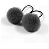 Blausky 5 elastici per capelli con pompon da donna, con pompon da 5 cm, per coda di cavallo, trecce sottili, colore grigio scuro