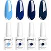 Vishine - Smalto gel semi-permanente, set di 4 colori blu notte, indaco, marino glitterato, collezione nail art, smalto UV LED, per manicure, 8 ml, C018