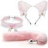 Generic Plug anale Giocattoli del sesso Plug anale Fiocco a coda di volpe Butt in metallo Plug anale Carino orecchie di gatto morbide Fasce Cosplay erotico Coppie Accessori Giochi di sesso per adulti