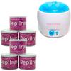 Beautyrose Ceretta brasiliana Depilrose by Beautyrose senza strisce + Fornello scaldacera graduato (1 barattolo da 450 ML + 1 fornello)