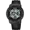 Calypso Orologio Digitale Uomo Gomma Nera - 10 ATM, Data, Cronografo, Doppio Fuso, Luce, Allarme, 12/24 h - K5839/4 Flash Time