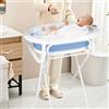 HUOLE Vaschetta Bagnetto Neonato con Supporto-Vasca da Bagno Bambini 1-3 Anni con Termometro Incorporato e Tubo di Scarico - Offri il massimo comfort al tuo bambino ((Style 1) 85 * 47 * 85cm - blue)