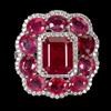 Egemdiamond Anello In Argento Sterling 925 Con Rubino Naturale Ottagonale 9x7mm Mis 7.5