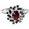 Egemdiamond 925 Anello Argento Sterling Ovale Mozambico Granato Nero 7x5mm Gemma Gioielli 8