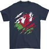Gildan Bandiera Strappata Galles Galles Uomo T-Shirt 100% Cotone