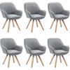 MEUBLE COSY Set di 6 Sedie da Pranzo Girevole a 360° Poltrona da Toelette Imbottite con Schienale e Braccioli per soggiorno cucina ufficio in Tessuto Gambe in Legno, Grigio