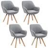 MEUBLE COSY Set di 4 Sedie da Pranzo Girevole a 360° Poltrona da Toelette Imbottite con Schienale e Braccioli per soggiorno cucina ufficio in Tessuto Gambe in Legno, Grigio