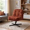 MEUBLE COSY Poltrona Girevole Sedia da Salotto Funzione di Inclinazione Libera Poltroncina Relax con Seduta Spessa Schienale in Velluto a Coste Rosso