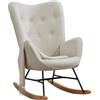 MEUBLE COSY Sedia a Dondolo con braccioli e Seduta Imbottita per Soggiorno, Camera da Letto, Struttura in Metallo e Base in Legno, Tessuto, Beige, 66x84x97 cm