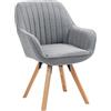 MEUBLE COSY Sedie da Pranzo Girevole a 360° Poltrona da Toelette Imbottite con Schienale e Braccioli per soggiorno cucina ufficio in Tessuto Gambe in Legno, Grigio