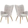 MEUBLE COSY Set di 2 Poltrona Imbottita Sedia da Salotto con Braccioli Poltroncina Relax con Schienale Alto e Cuscino Spesso Gambe in Legno per Camera da Letto Soggiorno in Tessuto Grigio