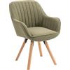 MEUBLE COSY Sedie da Pranzo Girevole a 360° Poltrona da Toelette Imbottite con Schienale e Braccioli per soggiorno cucina ufficio in Tessuto Gambe in Legno, Verde