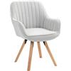 MEUBLE COSY Sedie da Pranzo Girevole a 360° Poltrona da Toelette Imbottite con Schienale e Braccioli per soggiorno cucina ufficio in Tessuto Gambe in Legno, Beige