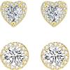 FAZKAR Orecchini Argento 925 e Oro Con Brillantini Punto Luce - 2 Paia Anallergici per Donna e Ragazze - Set 8mm e 9mm