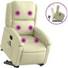 vidaXL Poltrona per massaggi con ausilio per l'alzata in vera pelle color crema