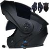 SONGDIQI Bluetooth Casco Modulare per Moto con Doppia Visiera Antiriflesso, per Moto Integrale con Radio FM Integrata Bluetooth(C5,L(59~60CM))