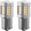 A2ZWORLD 2pcs Lampada Led 41mm, 12V 24V, Auto Camion, Canbus, BAU15S 1156 PY21W S25, 21 SMD 3030, 300lm 3.5W, Piedi Assimetrici 150° (Giallo Ambra)