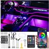 QAUBEN Auto illuminazione ambiente 64 colori multicolore musica fibra ottica RF telecomando + APP controllo auto fai da te kit di illuminazione dell'atmosfera decorativa DC 12V 1W 6m