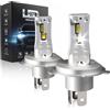 Onraying Lampadina H4 LED per Fari Automobile, 36000 lumen, luce Bianca Fredda 6500K, luminosità all'800%, Sostituzione Alogena 1:1, IP68, Compatibilità al 99%, 90000 ore di Vita Utile, 2 Pezzi