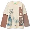 United Colors of Benetton T-Shirt M/L 3MI5C10SA, Beige, 160 cm Bambino