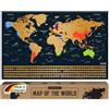 envami® Mappa del Mondo da Grattare - 68 X 43 CM - idee regalo - mappamondo da grattare con bandiere - scratch off map - mappa da grattare - cartina mondo da grattare - oro inglese