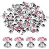 QUARKZMAN 60 Set Rivetti Cavi Strass, 8mm Piedini per Borse Cristallo Stud Borchie Rapido a Doppio Tappo per Artigianato Pelle Fai Da Te Tessuto Abbigliamento Cinture Borse, Rosa