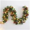 JIAJIAYI 6FT Ghirlanda di Natale Illuminate,1.8M ghirlanda natalizia con luci a LED, Ghirlanda di Abete per Porta di casa,Festa di Nozze, per Interni ed Esterni,Decorazione Natalizia Giardino
