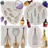 MYPRACS Set di 4 stampi in silicone per bottiglie di vino, bicchieri di vino, fondente, uva, champagne, caramelle, decorazioni per torte, cioccolato, caramelle, pasta di gomma, set da 4