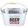 ZMellifluent Secchiello per birra con manico laterale, secchiello per ghiaccio in metallo per birra e champagne, design ovale antiruggine, grande capacità, raffreddatore di bevande per (Tipo ghiacciato)