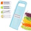 QINGZY 4 in 1 Mandolina per Verdure Professionale, Rimovibile, Affettatrice, Tagliaverdure, Taglierina Ondulata, Tritatutto, Affetta Verdure Manuale con Manico, Taglia Zucchine a Fette Lunghe Patate Carote