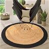 Paco Home Tappeto Salotto Rotondo Iuta Motivo Boho Etnico Moderno Fatto A Mano Naturale, Dimensione:80 cm tondo, Colore:Nero