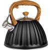 KARL HAUSMANN Bollitore Acqua per Induzione - 3L - Nero Bollitore Acciaio Inox non elettrico - Teiera Fischio per Gas da Fornello - Tea Kettle Stove Induction